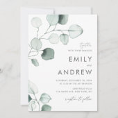 Invitation Mariage minimaliste Feuille Eucalyptus (Devant)