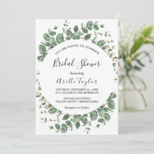 Invitation Mariage Minimaliste Feuille   Fleurs Vertes pour l