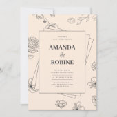 Invitation Mariage minimaliste floral simple à main (Devant)
