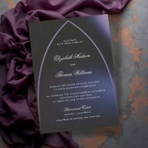 Invitation Mariage minimaliste gothique arc bleu violet