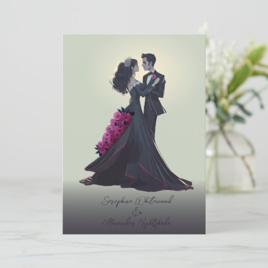 Invitation Mariage minimaliste gothique romantique (Debout devant)