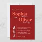 Invitation Mariage minimaliste gras Cherry rouge (Devant)