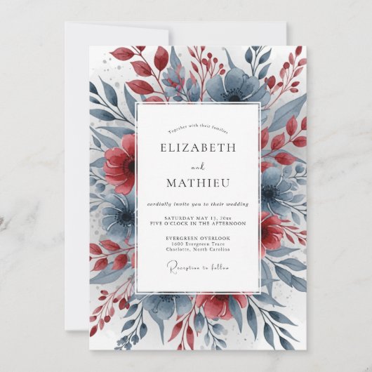 Invitation Mariage Minimaliste Gris Pierre Poli (Devant)