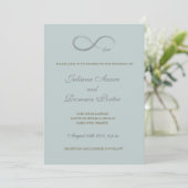 Invitation Mariage minimaliste gris turquoise signe d'infini (Debout devant)