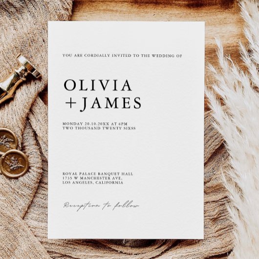 Invitation Mariage minimaliste invite Modèle