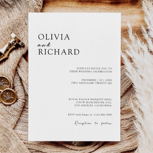 Invitation Mariage minimaliste invite Modèle