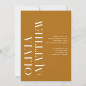 Invitation Mariage minimaliste jaune moutarde + détails QR (Devant)