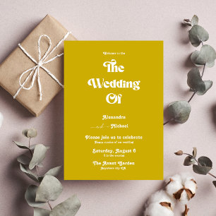 Invitation Mariage minimaliste jaune moutarde moderne lumineu