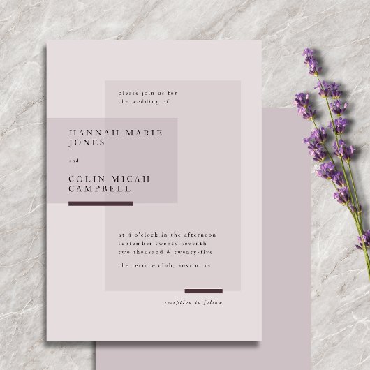 Invitation Mariage minimaliste Lavender Grey Neutre