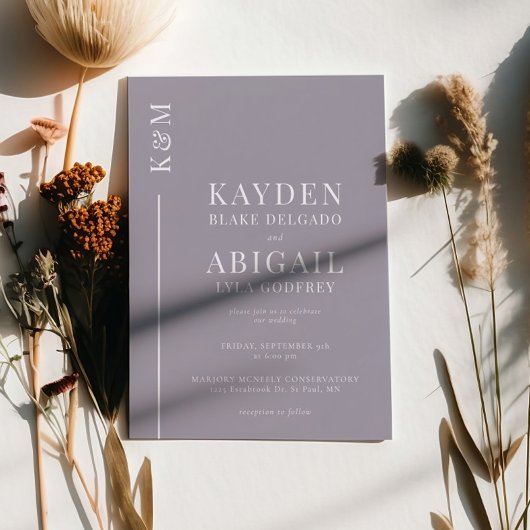 Invitation Mariage minimaliste Lilac Clean Line