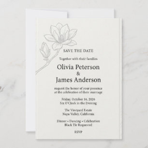 Invitation Mariage minimaliste Magnolia Branche Art en ligne