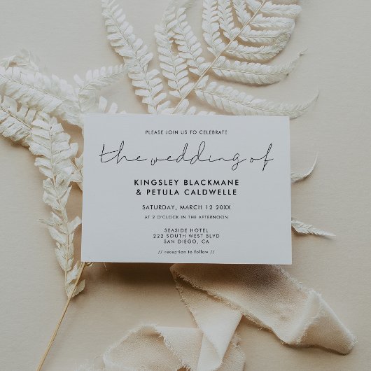 Invitation Mariage minimaliste manuscrit