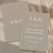 Invitation Mariage minimaliste marron clair moderne