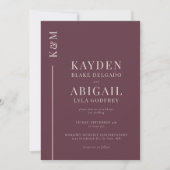 Invitation Mariage minimaliste Mauve Clean Line (Devant)