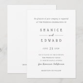 Invitation Mariage minimaliste moderne (Devant / Derrière)