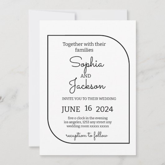 Invitation Mariage Minimaliste Moderne (Devant)