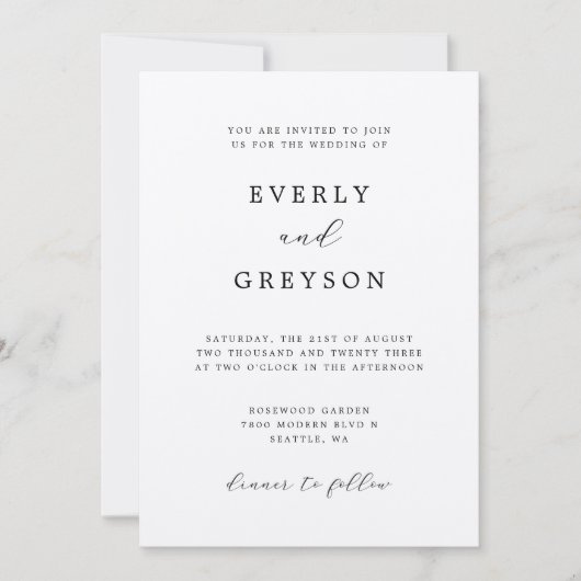 Invitation Mariage minimaliste moderne (Devant)