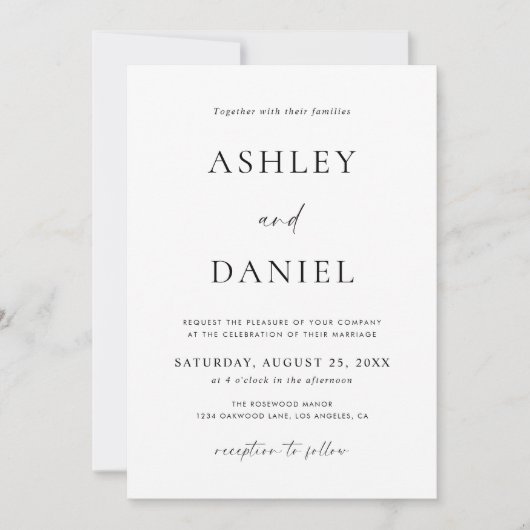 Invitation Mariage minimaliste moderne (Devant)