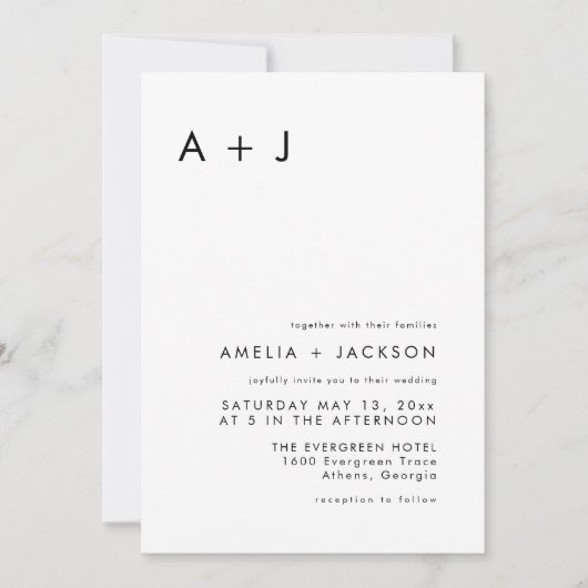 Invitation Mariage minimaliste moderne (Devant)