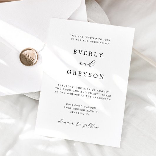 Invitation Mariage minimaliste moderne