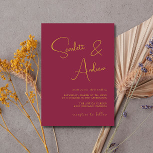 Invitation Mariage minimaliste moderne à la calligraphie Berr