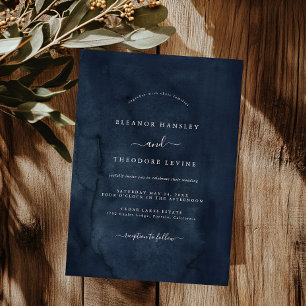 Invitation Mariage minimaliste moderne aquarelle marine