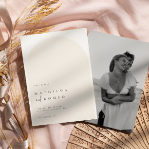 Invitation Mariage minimaliste moderne arche beige enregistre