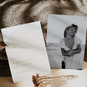 Invitation Mariage minimaliste moderne arche beige enregistre