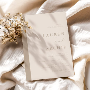 Invitation Mariage Minimaliste Moderne Beige & Ivoire