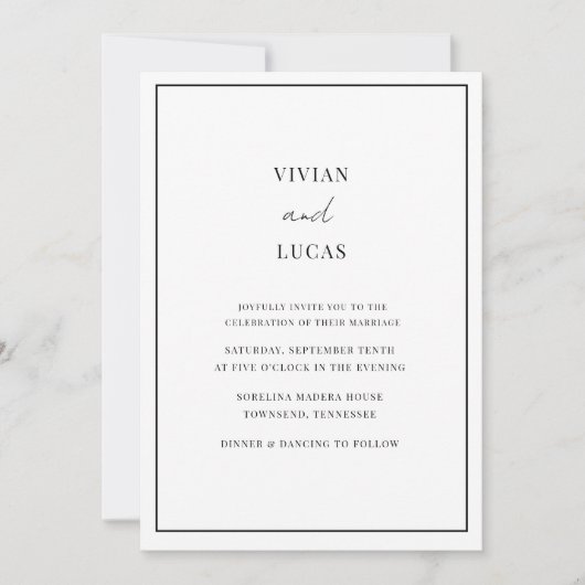 Invitation Mariage minimaliste moderne blanc (Devant)