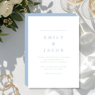 Invitation Mariage Minimaliste Moderne Bleu