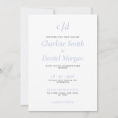 Invitation Mariage minimaliste moderne bleu blanc (Devant)