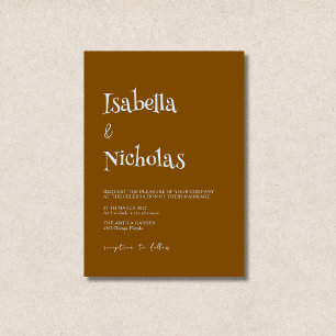Invitation Mariage minimaliste moderne bleu brume et marron