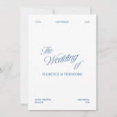 Invitation Mariage Minimaliste Moderne Bleu et Blanc (Devant)