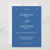 Invitation Mariage Minimaliste Moderne Bleu et Blanc (Dos)
