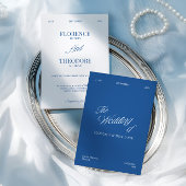 Invitation Mariage Minimaliste Moderne Bleu et Blanc