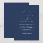 Invitation Mariage Minimaliste Moderne Bleu Nuit   (Devant / Derrière)