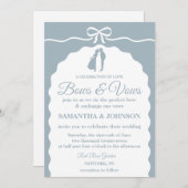 Invitation Mariage minimaliste moderne Blue Bows & Ribbons (Devant / Derrière)