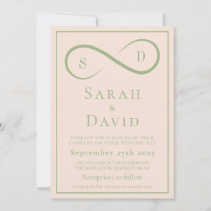 Invitation Mariage Minimaliste Moderne Blush et Sage Infini