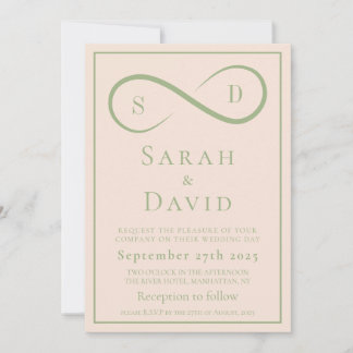 Invitation Mariage Minimaliste Moderne Blush et Sage Infini