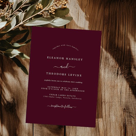 Invitation Mariage Minimaliste Moderne Bourgogne