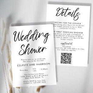Invitation Mariage Minimaliste Moderne Chic Manuscrit Douche