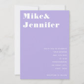 Invitation Mariage minimaliste moderne code QR lilac lavande  (Devant)