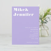 Invitation Mariage minimaliste moderne code QR lilac lavande  (Debout devant)