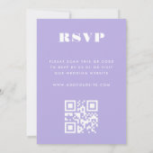 Invitation Mariage minimaliste moderne code QR lilac lavande  (Dos)