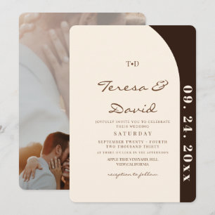 Invitation Mariage Minimaliste Moderne Crème et Chocolat Marr