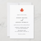 Invitation Mariage minimaliste moderne de la feuille d'érable (Devant)