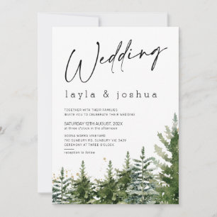 Invitation Mariage minimaliste moderne de pins sauvages