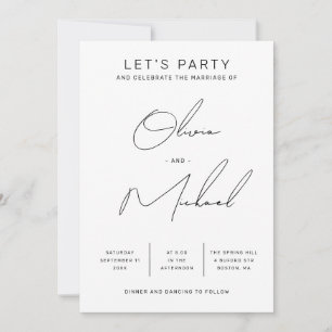Invitation Mariage minimaliste moderne de script propre + cod