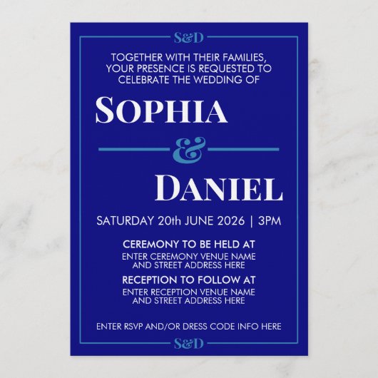 Invitation Mariage minimaliste moderne éditable (Devant)